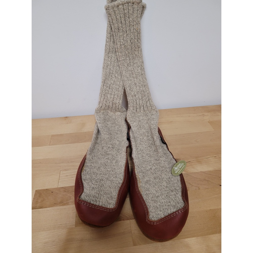 Acorn Slipper Socks Mens 12-13 Gray Original Ragg Wool Leather Suede Slouch NEW